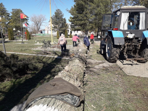 Рабочие хозяйственного объединения продолжают работу по  уборке аварийных деревьев